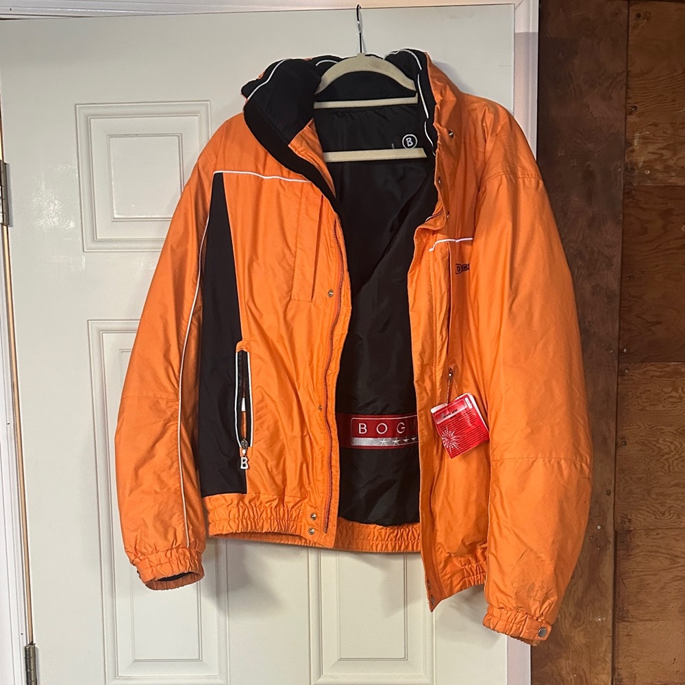 Men’s Bogner Vibrant Orange Ski Jacket with Black and White Details